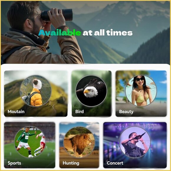 HD 12x40 Waterproof Binoculars: Clear View for Hunting, Bird Watching, Travel - Picture 6 of 6